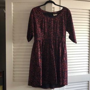 Navy and Burgundy Babydoll dress. Size Large.